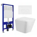 Комплект инсталляции 3 в 1 Enio Tecnico EN8050052 с унитазом подвесным Taliente Correto CR25200 и кнопка белая матовая Rotondo