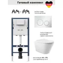 Инсталляция AM.PM I012709.0101 PrimeFit с клавишей слива PrimeFit L глянцевый белый и унитаз 52.5x36 Soft-Close глянцевый белый конус