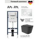 Инсталляция AM.PM I012709.0101 PrimeFit с клавишей слива PrimeFit L глянцевый белый и унитаз Long 52.5x34.5 Vortex Soft-Close матовый черный квадрат