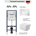Инсталляция AM.PM I012709.0201 PrimeFit с клавишей слива PrimeFit S глянцевый белый унитаз 52x37 Soft-Close матовый белый квадрат