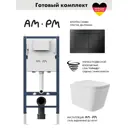 Инсталляция AM.PM I012709.0238 PrimeFit с клавишей слива PrimeFit S матовый черный унитаз Long 52.5x34.5 Vortex Soft-Close матовый белый квадрат