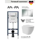 Инсталляция AM.PM I012709.0251 PrimeFit с клавишей слива PrimeFit S гл/хром унитаз Long 52x36.5 Vortex Soft-Close матовый белый овал
