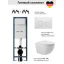 Инсталляция AM.PM I012711.0101 ErgoFit с клавишей слива ErgoFit L пластик глянцевый белый унитаз 52.5x36 Soft-Close матовый белый овал