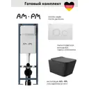 Инсталляция AM.PM I012711.0101 ErgoFit с клавишей слива ErgoFit L пластик глянцевый белый унитаз 52x37 Soft-Close матовый черный квадрат