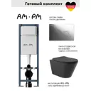 Инсталляция AM.PM I012711.0151 ErgoFit с клавишей слива ErgoFit L пластик гл/хром унитаз 52.5x36 Soft-Close матовый черный конус