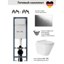 Инсталляция AM.PM I012711.0151 ErgoFit с клавишей слива ErgoFit L пластик гл/хром унитаз 48x36 Vortex Soft-Close глянцевый белый конус