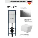 Инсталляция AM.PM I012711.0151 ErgoFit с клавишей слива ErgoFit L пластик гл/хром унитаз 52x37 Soft-Close глянцевый белый квадрат