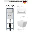 Инсталляция AM.PM I012711.0301 ErgoFit с клавишей слива ErgoFit M пластик глянцевый белый унитаз 52x37 Soft-Close матовый белый квадрат