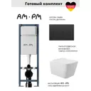 Инсталляция AM.PM I012711.0338 ErgoFit с клавишей слива ErgoFit M пластик матовый черный унитаз 52x37 Soft-Close глянцевый белый квадрат
