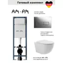 Инсталляция AM.PM I012711.0351 ErgoFit с клавишей слива ErgoFit M пластик гл/хром унитаз 52.5x36 Soft-Close глянцевый белый овал