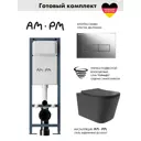 Инсталляция AM.PM I012711.0351 ErgoFit с клавишей ErgoFit M пластик гл/хром унитаз Long 52.5x34.5 Vortex Soft-Close матовый черный квадрат