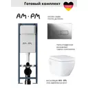 Инсталляция AM.PM I012711.0351 ErgoFit с клавишей ErgoFit M пластик гл/хром унитаз GROHE Euro Ceramic с микролифтом альпин-белый