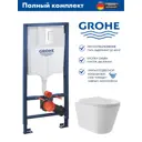 Инсталляция GROHE Rapid SL 3 в 1 с клавишей смыва Skate Cosmopolitan альпин-белый (38772SH0) и унитаз Long 520*365 Vortex белый глянцевый конус