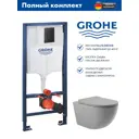 Инсталляция GROHE Solido 3 в 1 с клавишей смыва Even фантомный черный (38811KF0) и унитаз 525*360 Soft-Close серый матовый овал