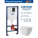 Инсталляция GROHE Solido 3 в 1 с клавишей смыва Even фантомный черный (38811KF0) и унитаз Long 520*365 Vortex Soft-Close белый матовый овал