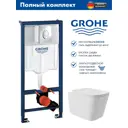 Инсталляция GROHE Rapid SL с клавишей смыва Skate Air (3 реж) 38721001 и унитаз Long 52.5x34.5 Vortex Soft-Close белый матовый квадрат