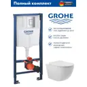 Инсталляция GROHE Rapid SL с клавишей хром 38772001 и унитаз подвесной безободковый ADT 52.5x36, с микролифтом, белый матовый, форма овал
