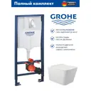 Инсталляция GROHE Solido 5 в 1 QuickFix с клавишей смыва Arena Cosmopolitan (39702000) и унитаз 52x37 Soft-Close белый глянцевый квадрат
