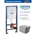 Инсталляция GROHE Solido 5 в 1 QuickFix с клавишей смыва Arena Cosmopolitan (39702000) и унитаз 52x37 Soft-Close серый матовый квадрат