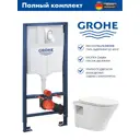 Инсталляции GROHE Solido 5 в 1 QuickFix с клавишей Arena Cosmopolitan с унитазом AVIMANO Promotion, быстросъемное сиденье, микролифт, белый