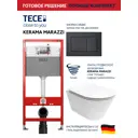 Комплект инсталляции Tece base 2.0 с клавишей Tecenow черная матовая и унитаз Kerama Marazzi Plaza Modern Торнадо микролифт белый глянц