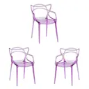 Стулья со спинкой Стулбержи прозрачные для кухни и дачи Masters 3 шт. сиреневый
