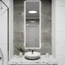 Зеркало с подсветкой One Mirror настенное сенсорное в алюминиевой раме 161x40см белое