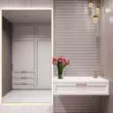 Зеркало с подсветкой One Mirror в алюминиевой раме настенное 200х80см свет холодный белый цвет золото