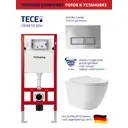 Инсталляция TECE spring с прямоугольными клавишами хром глянцевый унитаз подвесной безободковый ADT Long 52x36.5 Vortex белый глянцевый овал