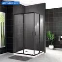 Душевой уголок Belbagno Uno 459423 прямоугольный 100x80см черный профиль эффект стекла прозрачный