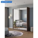 Шкаф-купе Клевер Атина с 2 дверями 240x190х65 см 6 полок ЛДСП цвет шамони темный зеркальный