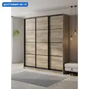 Шкаф-купе Клевер Атина с 3 дверями 240x220х58 см 9 полок ЛДСП цвет дуб крафт серый