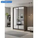 Шкаф-купе Клевер Атина с 2 дверями 240x120х58 см 6 полок ЛДСП цвет дуб крафт серый зеркальный