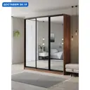 Шкаф-купе Клевер Атина с 3 дверями 240x220х58 см 9 полок ЛДСП цвет дуб крафт табак зеркальный