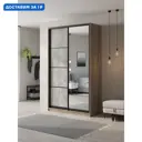 Шкаф-купе Клевер Атина с 2 дверями и зеркалом 240x110х65 см 6 полок ЛДСП цвет дуб крафт серый/бетон серый