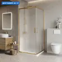 Душевой уголок Belbagno Luce 671819 квадратный 90x90см золотистый профиль эффект стекла рифленый