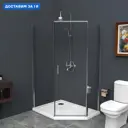 Душевой уголок Belbagno Uno UNO-195-PH-1-100/80-C-Cr пятиугольный 100x80см серебристый блеск профиль эффект стекла прозрачный
