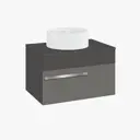 Тумба с раковиной подвесная Runo Вудлайн 65см цвет Темно-серый-серый раковина Sole