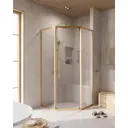 Душевой уголок Cezares Relax 304 пятиугольный 100х100см золотистый профиль эффект стекла прозрачный