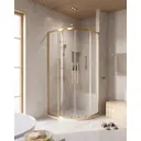Душевой уголок Cezares Relax 304 полукруг 100х100см золотистый профиль эффект стекла прозрачный