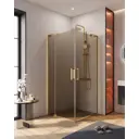 Душевой уголок Cezares Slider квадрат 90x90см золотистый профиль эффект стекла тонированный SLIDER-A-2-90/100-BR-BORO