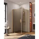 Душевой уголок Cezares Slider прямоугольный 90x90см золотистый профиль эффект стекла тонированный SLIDER-AH-1-90-90/100-BR-BORO