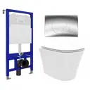 Комплект инсталляция 3 в 1 Enio Tecnico с унитазом подвесным Neo EN5370588 и кнопка хром Geometria