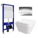 Комплект инсталляция 3 в 1 Enio Tecnico EN8050052 с унитазом подвесным Vicino EN9170544 и кнопка хром Cubo