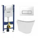 Комплект инсталляция 3 в 1 Geberit Duofix с унитазом подвесным Neo EN5370588 и кнопка белая
