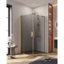 Душевой уголок Cezares Slider прямоугольный 80x90см золотистый профиль эффект стекла тонированный SLIDER-AH-2-80/90-90/100-GRIGIO-BORO