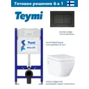 Инсталляция Teymi Aina 50 T70033 с клавишей смыва Teymi Aina черный матовый T70013BM и унитаз GROHE Euro Ceramic микролифт альпин-белый