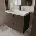 Тумба с раковиной для ванной Mebelvann Line 80 см подвесная цвет антрацит