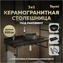 Столешница в ванную Teymi F15545 100x50см Керамогранит цвет черный