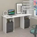 Стол Мэрдэс Скл-прям 150x77x60 см ЛДСП цвет белый/графит СКЛ-Прям150+2ТЯЛ БЕГ